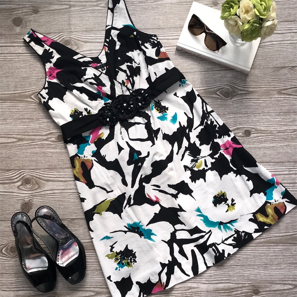 Tiana B. Black and White Floral Print Dress